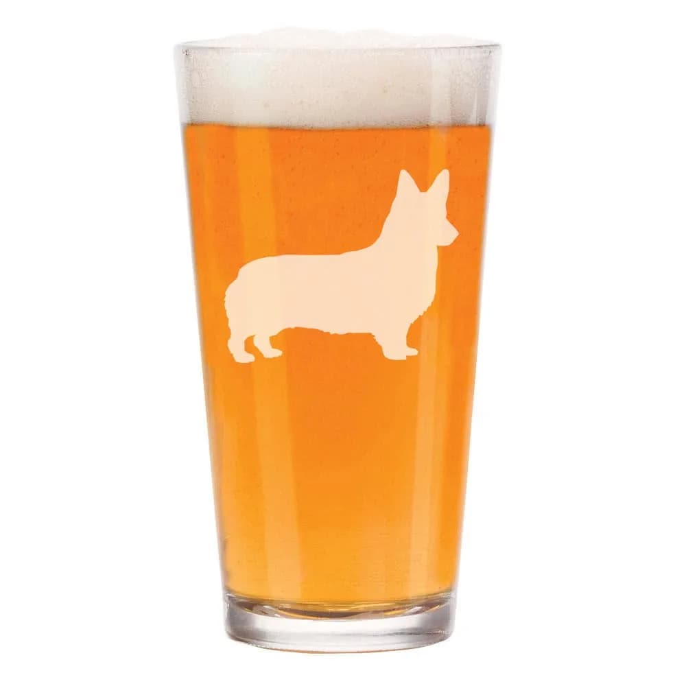 MIP 16 oz Beer Pint Glass Corgi Design | Fun Animal Theme - main product image