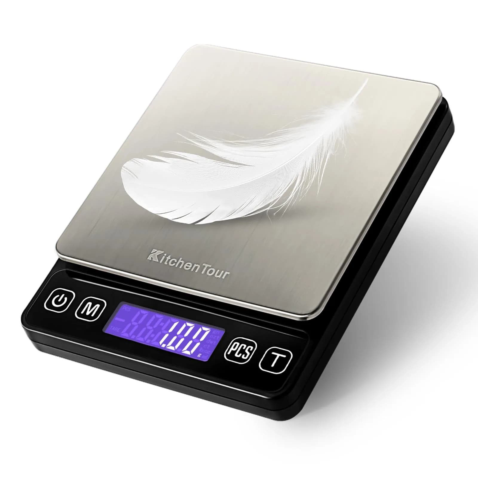 K KitchenTour Digital Kitchen Scale 3000g/0.1g Precision | Tare Function, 9 Units, Backlit LCD — Black