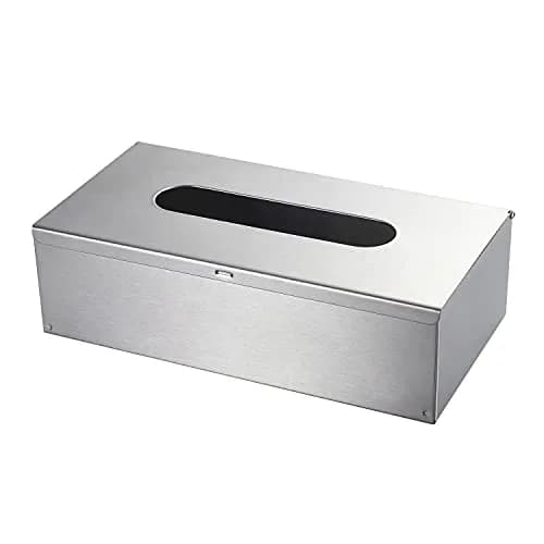 JunSun Rectangular Tissue Box Cover - Brushed Nickel Stainless Steel | Modern Bathroom & Bedroom Decor thumbnail 1