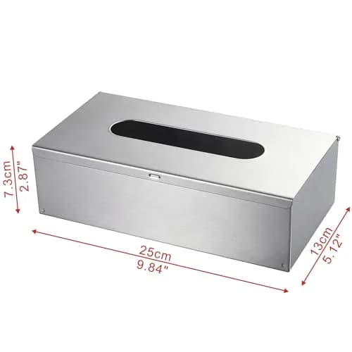 JunSun Rectangular Tissue Box Cover - Brushed Nickel Stainless Steel | Modern Bathroom & Bedroom Decor thumbnail 7