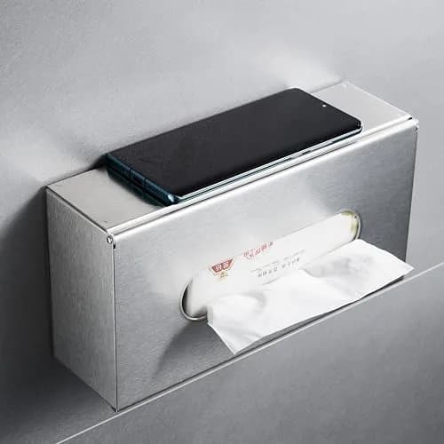 JunSun Rectangular Tissue Box Cover - Brushed Nickel Stainless Steel | Modern Bathroom & Bedroom Decor thumbnail 3