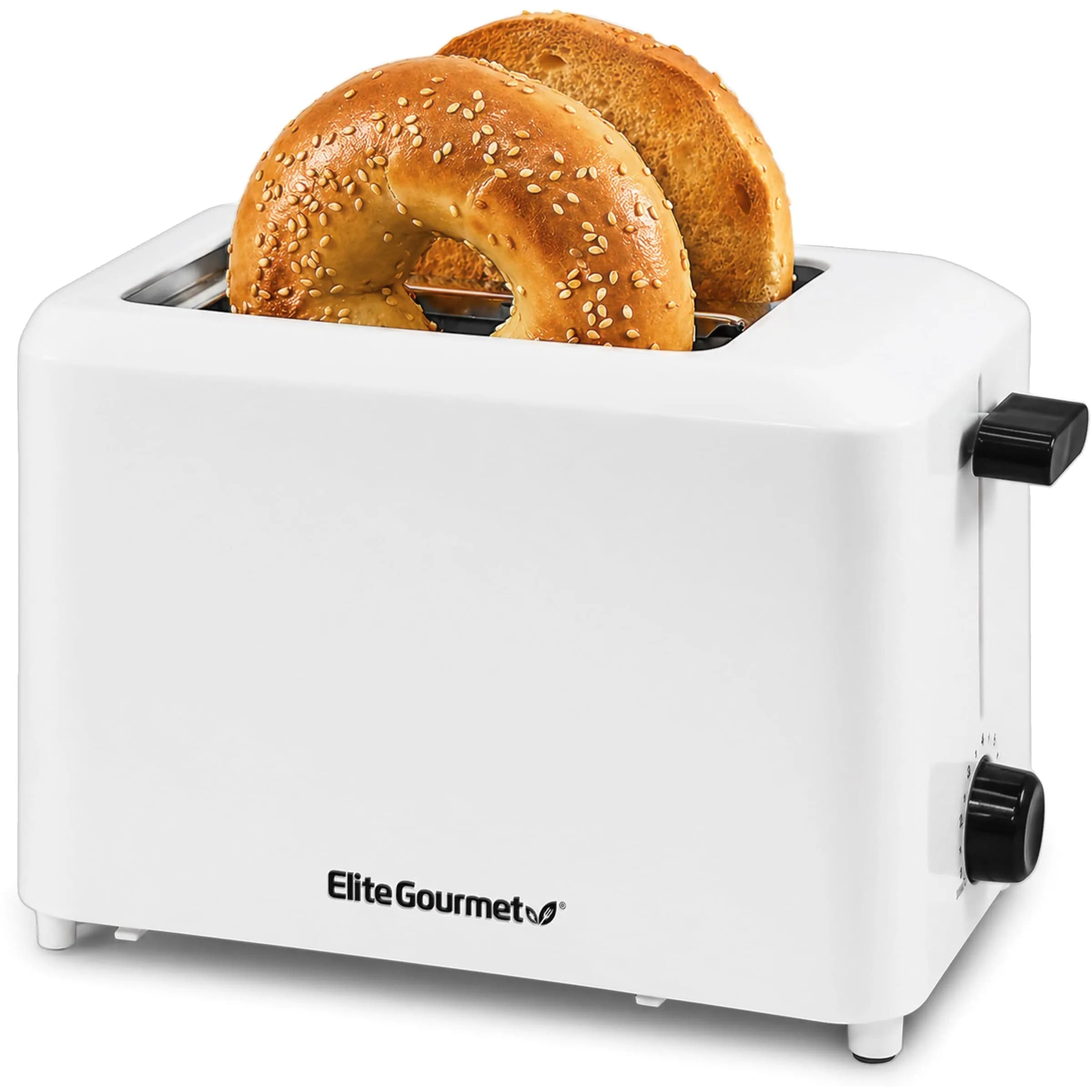 Elite Gourmet Cool-Touch 2-Slice Toaster with 1.5" Extra-Wide Slots & 7 Toast Settings | White