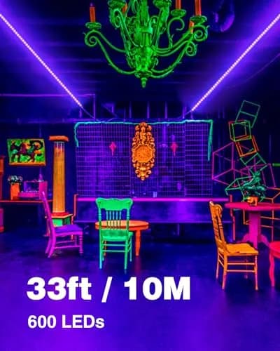 Onforu 10m (32.8ft) Black Light LED Strip Kit | 600 LEDs for Glow Parties & Halloween thumbnail 2