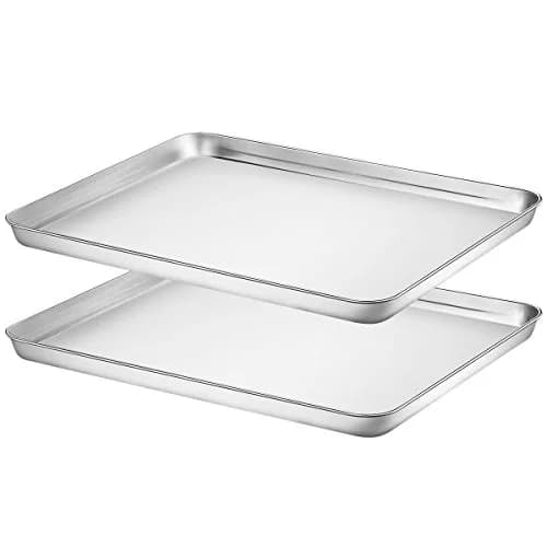 HKJ Chef Stainless Steel Baking Sheets Set of 2 | 16 x 12 inch Non-Toxic & Easy to Clean thumbnail 1