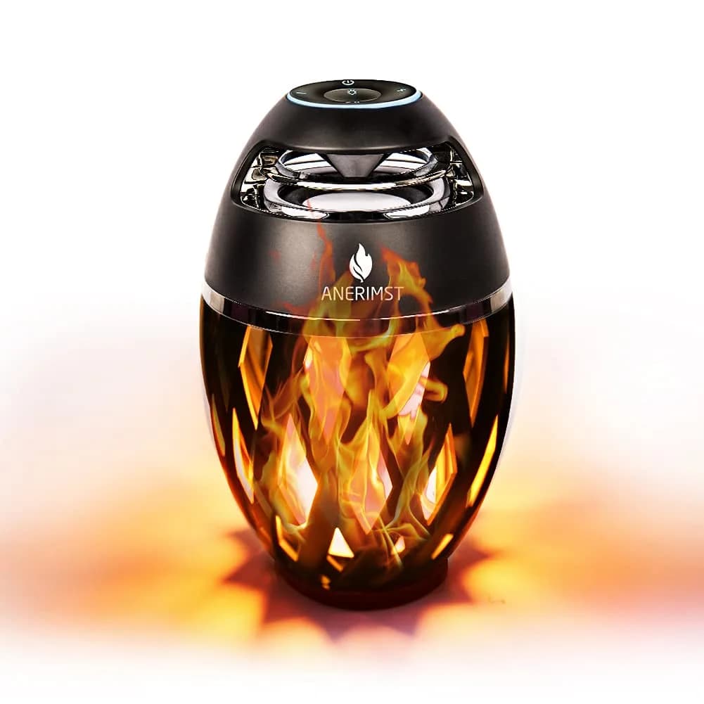 ANERIMST LED Table Lamp with Flame Torch Light | Waterproof Wireless Speaker, 5W Stereo Sound, BT5.3, 18H Battery, Outdoor Decor (100-120c) - main product image