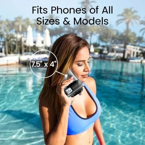 AquaVault Floating Waterproof Phone Pouch Case Universal for iPhone Android | Buoyant, Clear, 30Ft Underwater Access thumbnail 6