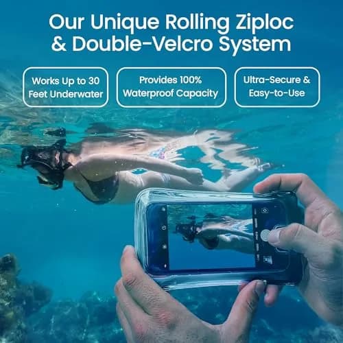 AquaVault Floating Waterproof Phone Pouch Case Universal for iPhone Android | Buoyant, Clear, 30Ft Underwater Access thumbnail 8