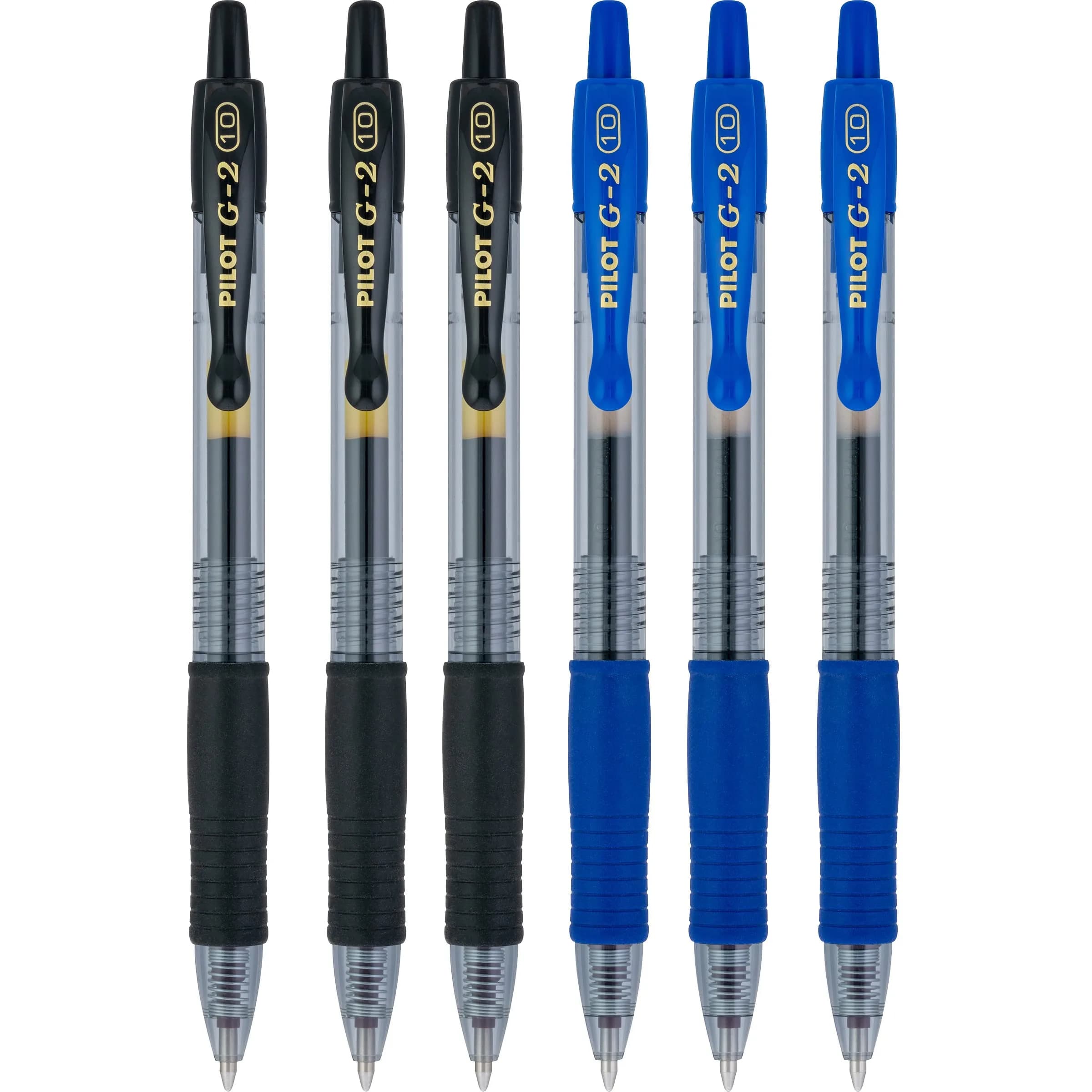 Pilot G2 pens retractable Gel Roller ballpoint Bold pt 1.0mm | Black & Blue Bundle, 6 Count — Blue