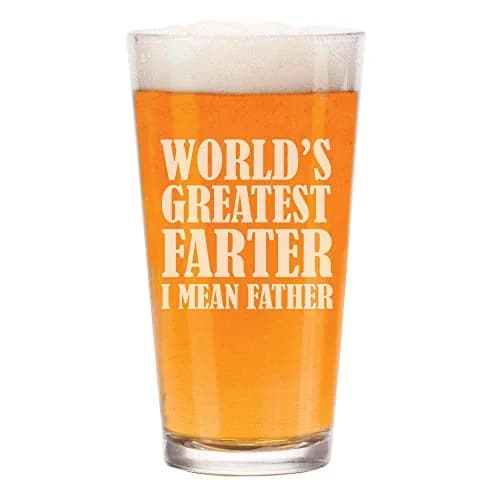 MIP 16 oz Beer Pint Glass World's Greatest Farter Father Funny Dad Gift | Modern Glassware thumbnail 1