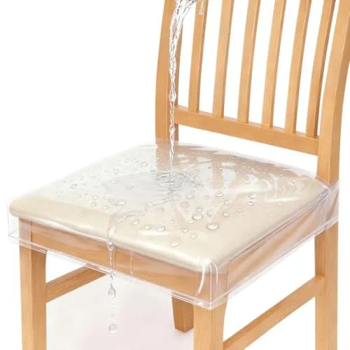 Zipcase Clear Dining Chair Covers 4 Pack 43cm (17") L x 46cm (18") W x 10cm (4") H | Protects Upholstery from Spills thumbnail 1