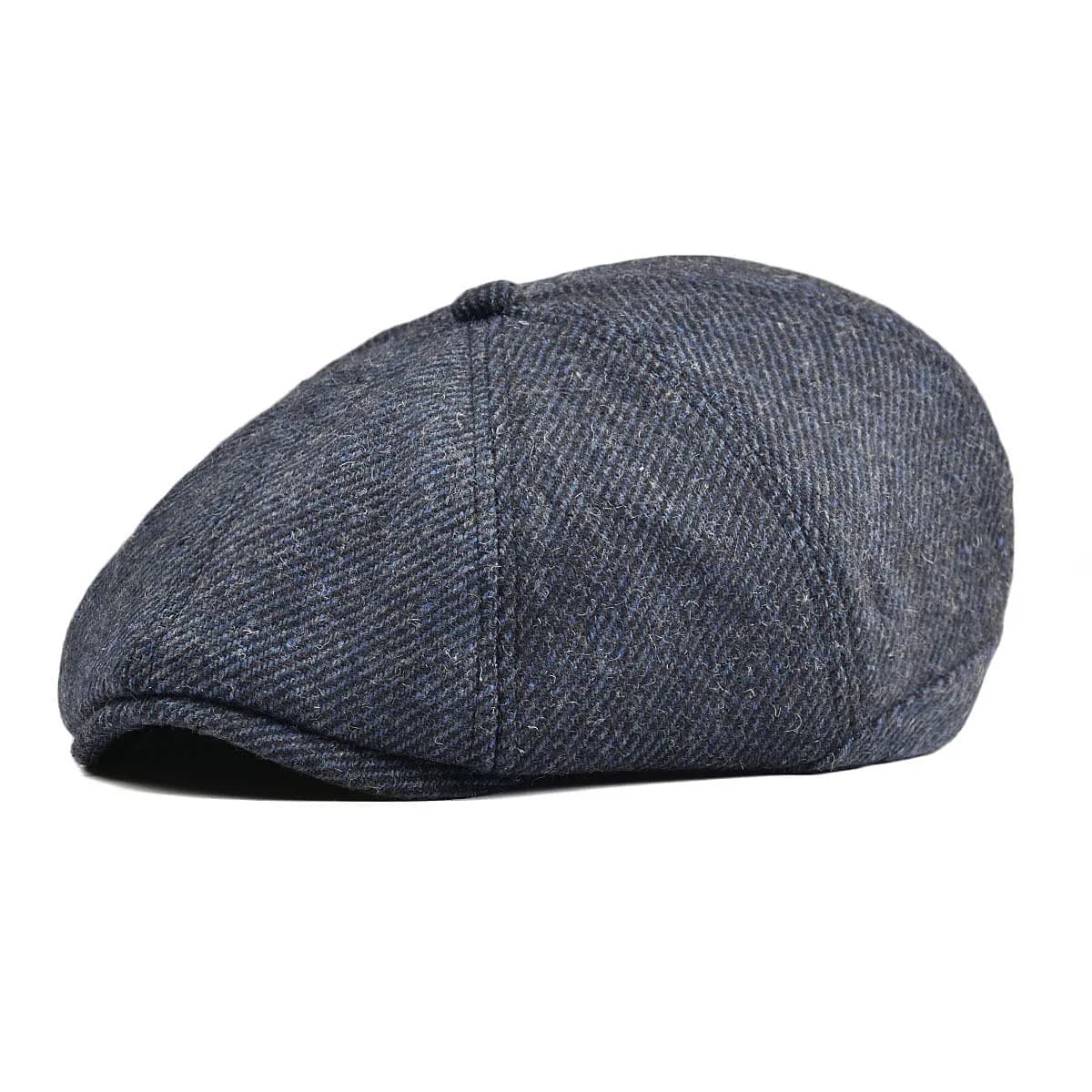 VOBOOM Men's Wool Blend 8 Panel Newsboy Cap Tweed Hat Navy 57-60cm (22.4-23.6in) | Vintage Herringbone Style - main product image