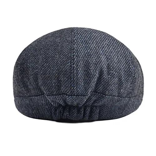 VOBOOM Men's Wool Blend 8 Panel Newsboy Cap Tweed Hat Navy 57-60cm (22.4-23.6in) | Vintage Herringbone Style thumbnail 4