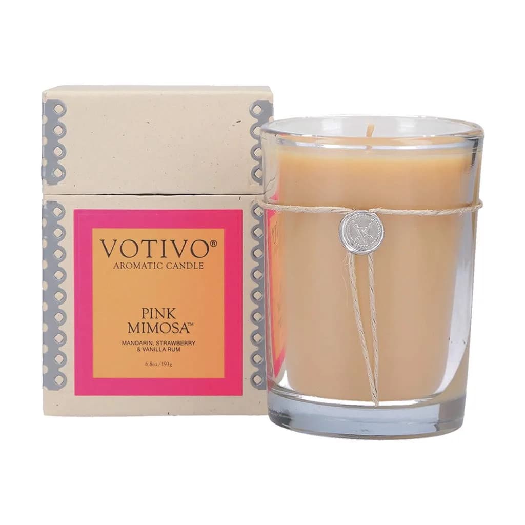 Votivo Aromatic Candle Pink Mimosa 6.8oz | Bright Fruity Fragrance with Clean Soy Blend (70-120 chars)