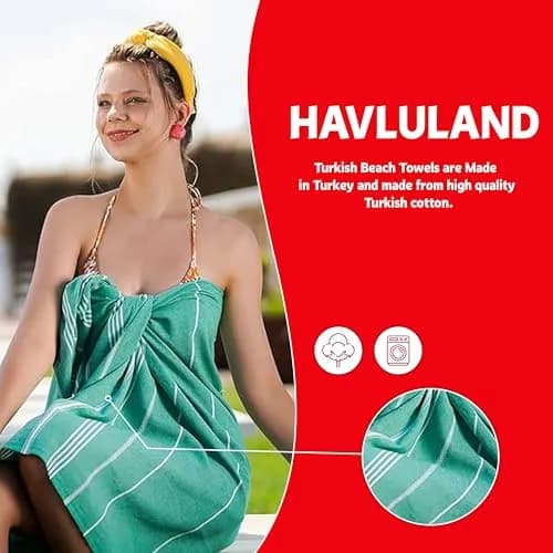 HAVLULAND Turkish Beach Towel Oversized Set of 6 | Quick-Dry & Sand Free (72x40) thumbnail 5