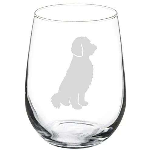 MIP Wine Glass Goblet Goldendoodle 17 oz Stemless | Real Glass Drinkware for Home & Gift - main product image