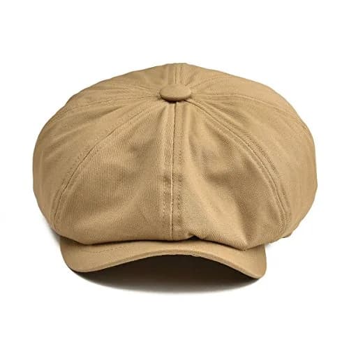 BOTVELA Men's 100% Cotton Newsboy Cap | Khaki, 7 3/8 (23.2 inches) thumbnail 3