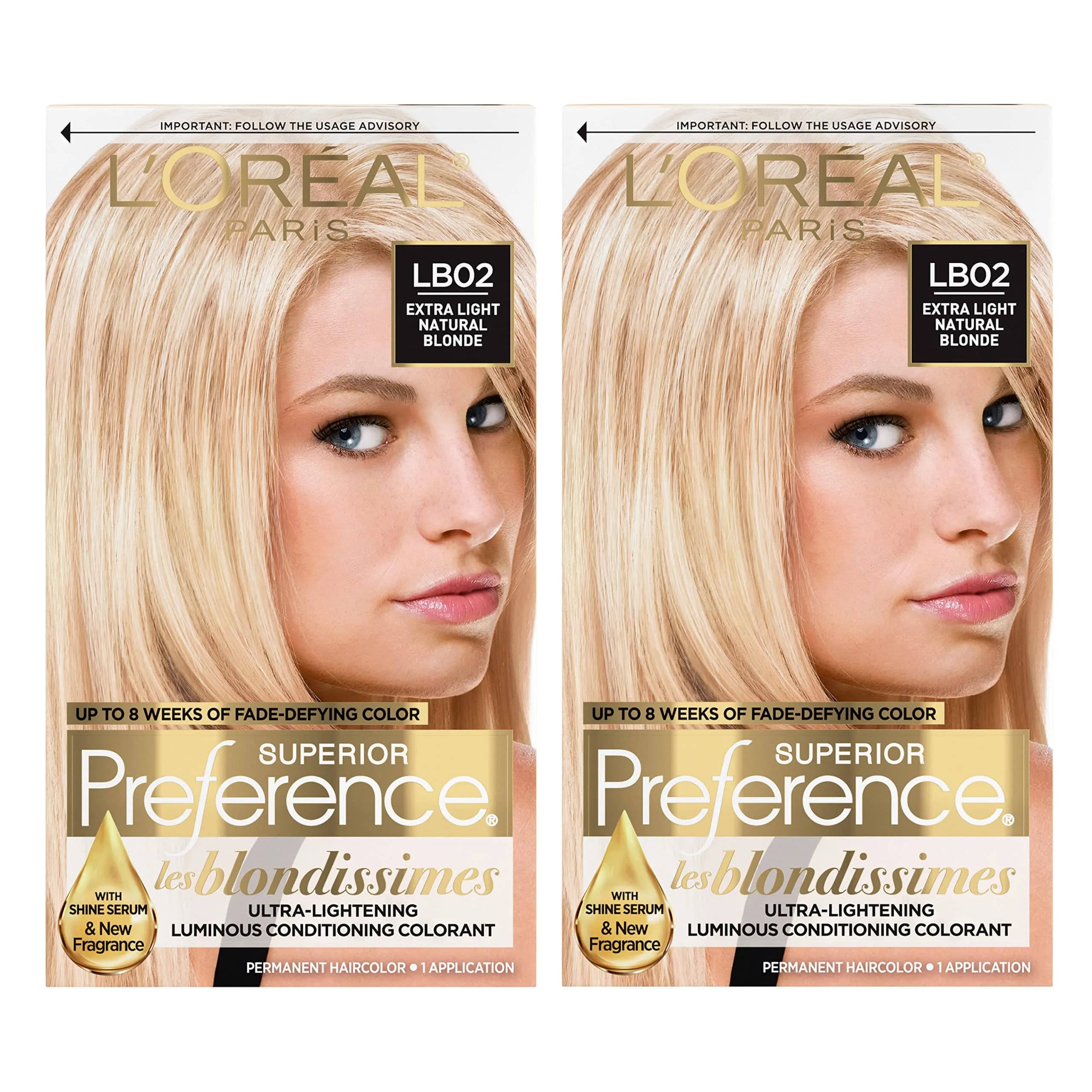 L'Oreal Paris Superior Preference Permanent Hair Color LB02 Extra Light Natural Blonde Pack of 2 | Fade-Defying Shine — LB02 Extra Light Natural Blonde