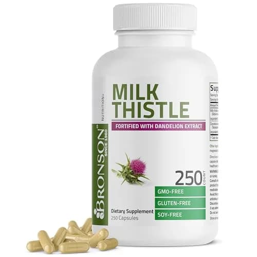 Bronson Milk Thistle Silymarin Marianum & Dandelion Extract 250 Capsules | Liver Support & Detox thumbnail 1