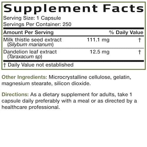 Bronson Milk Thistle Silymarin Marianum & Dandelion Extract 250 Capsules | Liver Support & Detox thumbnail 8