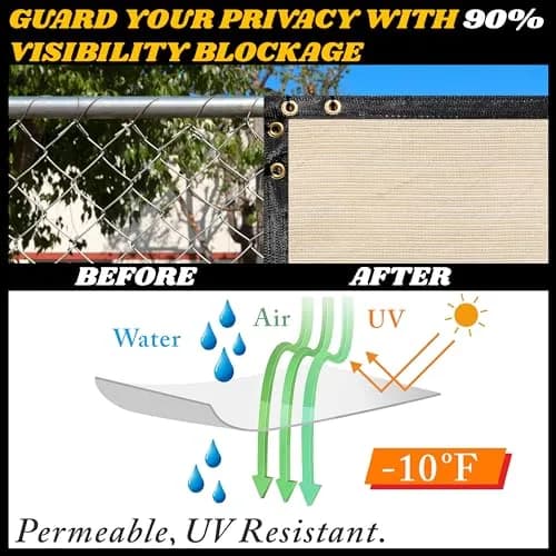 Royal Shade 6' x 50' Beige Fence Privacy Screen Heavy Duty Windscreen | 90% Blockage, UV Resistant thumbnail 3
