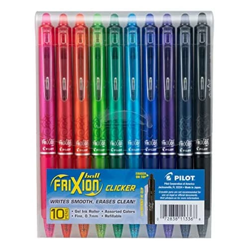 PILOT FriXion Clicker Erasable Gel Pens, Fine Point, Assorted Colors, 10-Pack | Smooth Ink Flow thumbnail 1