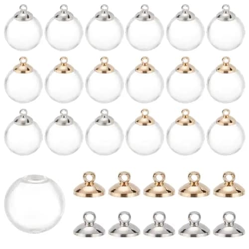 PH PandaHall 30pcs 16mm Clear Glass Globe Ball Bottles | DIY Snow Globes & Ornaments for Christmas & Wedding thumbnail 1
