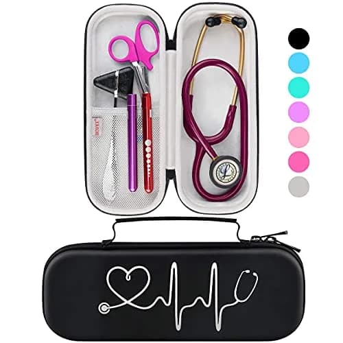 BOVKE Stethoscope Case for 3M Littmann Classic III, Lightweight II S.E, MDF Acoustica Deluxe, Black | Extra Room for Accessories thumbnail 1