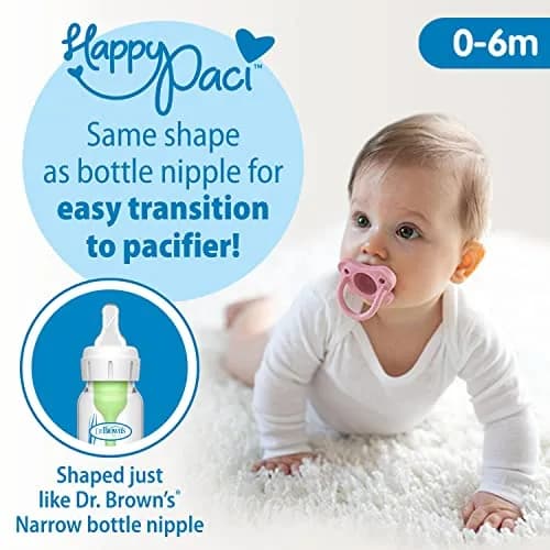 Dr. Brown's Natural Flow Options+ Anti-Colic Baby Feeding Set with Slow Flow Nipples, Travel Caps, Silicone Pacifier - Pink, 120ml (4oz) Bottles thumbnail 4