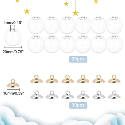 PH PandaHall 20mm Clear Glass Globe Ornaments | DIY Christmas & Wedding Decor thumbnail 2