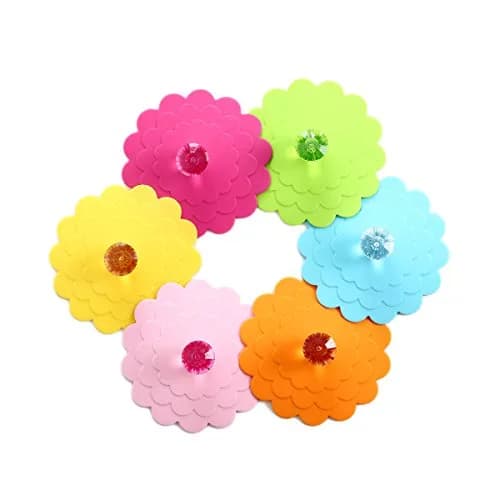 Colinda Extra Large Silicone Mug Lid Set with Diamond Knob | 6-Pack, Bright Color Assortment, 11.9 cm (4.7") thumbnail 1