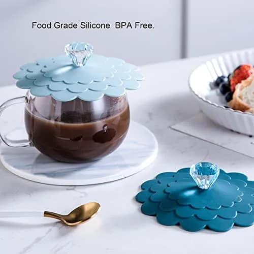 Colinda Extra Large Silicone Mug Lid Set with Diamond Knob | 6-Pack, Bright Color Assortment, 11.9 cm (4.7") thumbnail 6