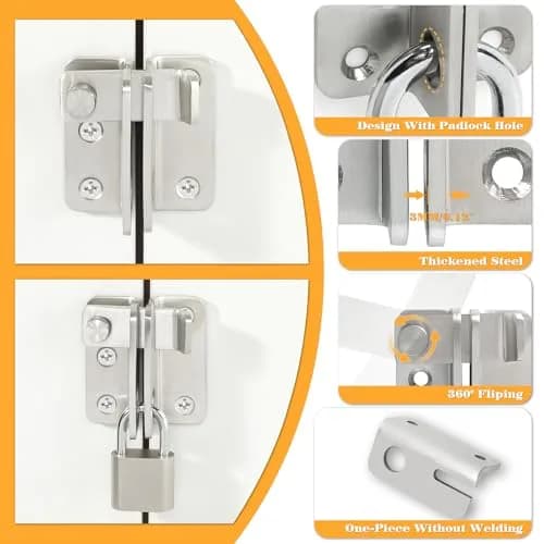 Alise Flip Latch Gate Latch Brushed Stainless Steel | Heavy Duty Barn Door Lock, L-Size thumbnail 5