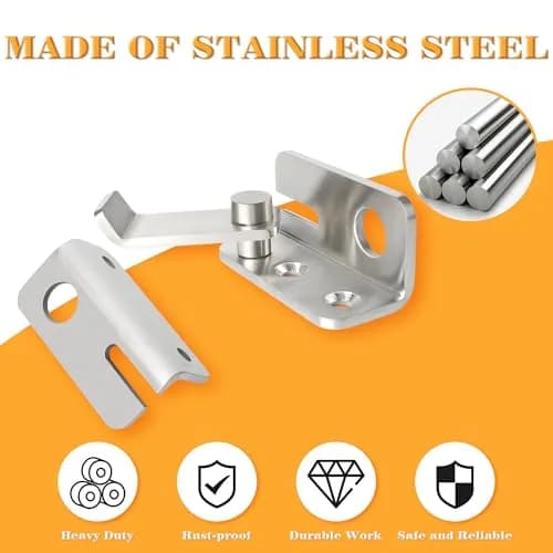 Alise Flip Latch Gate Latch Brushed Stainless Steel | Heavy Duty Barn Door Lock, L-Size thumbnail 6