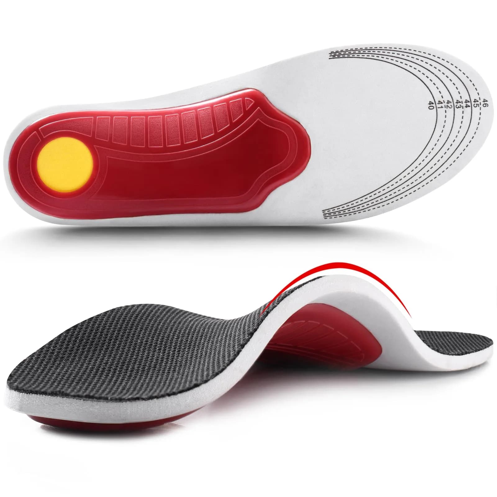 Ailaka High Arch Support Shoe Insoles for Flat Feet - Orthotic Insoles for Men & Women, Plantar Fasciitis Relief, Black (2.8cm Arch Height) — 4.5-9 M US Women/3-7.5 M US Men