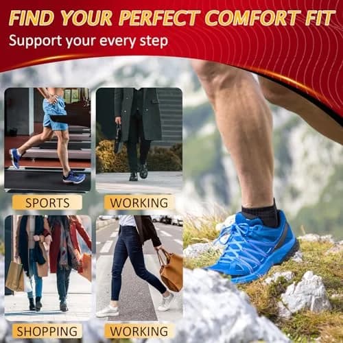 Ailaka High Arch Support Shoe Insoles for Flat Feet - Orthotic Inserts for Men & Women, Plantar Fasciitis Relief (2.5cm Arch, Black, Unisex Size 4.5-9 W / 3-7.5 M) thumbnail 6