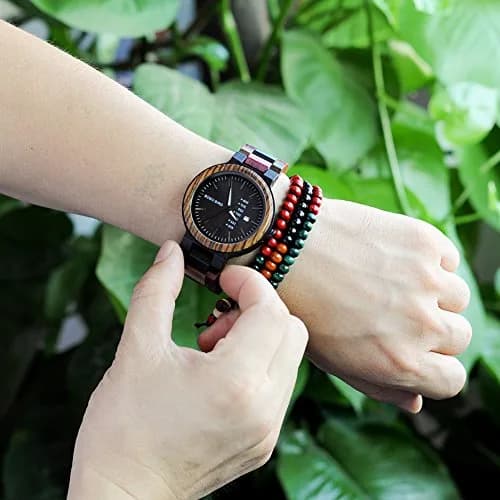 BOBO BIRD Natural Wood Watch Men's Colorful Chronograph with Week & Date Display | 44mm (1.73in) thumbnail 4