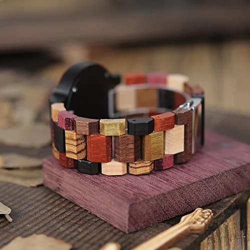 BOBO BIRD Natural Wood Watch Men's Colorful Chronograph with Week & Date Display | 44mm (1.73in) thumbnail 6