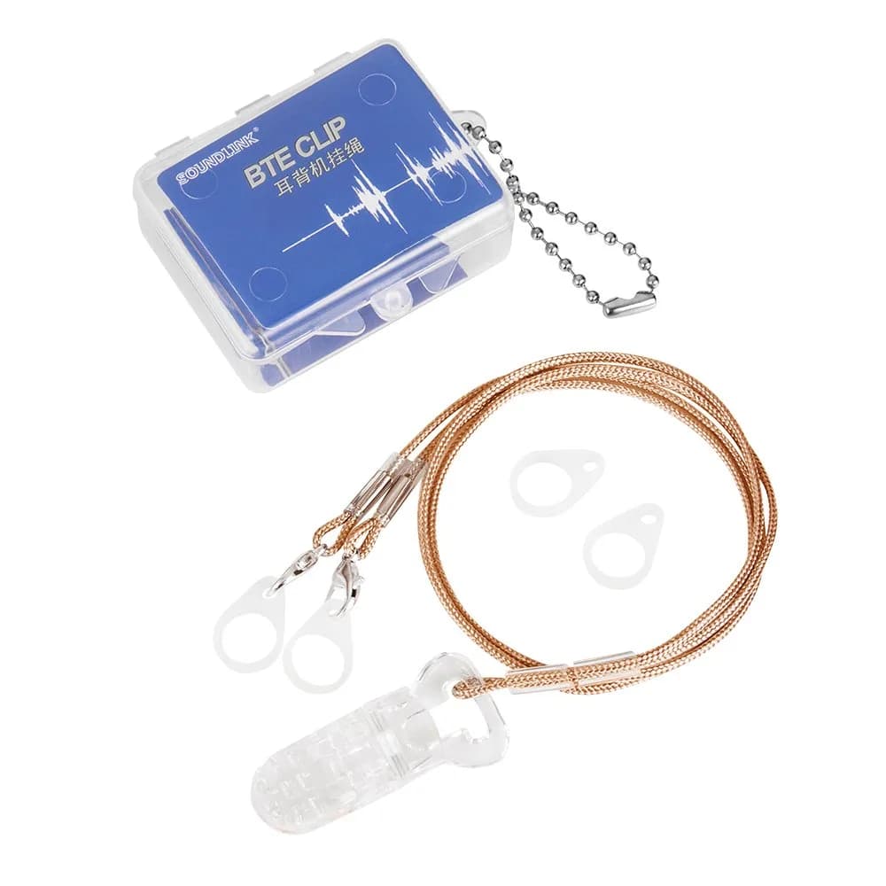SOUNDLINK Hearing Aid Clip for Adults - Brown | Anti-Lost Rope with 6 Silicone Loops - main product image