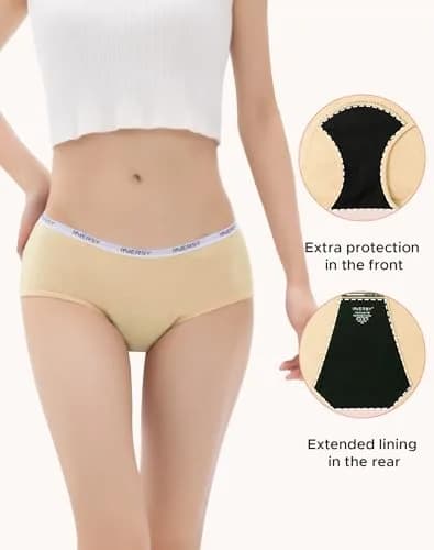 INNERSY Period Underwear for Teens Girls Cotton Leak-Proof Menstrual Panties 3-Pack (L, 12-14 yrs) | Leakproof, Breathable & Reusable thumbnail 3