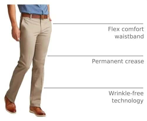 DOCKERS Men's Straight Fit Signature Lux Cotton Stretch Khaki Pant 86cm (34W) x 81cm (32L) | Wrinkle-Free & Permanent Crease thumbnail 3