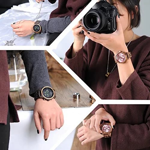 BOBO BIRD Women Wooden Watch Pink | Luxury Zebra Wood Casual & Business (40mm) thumbnail 7