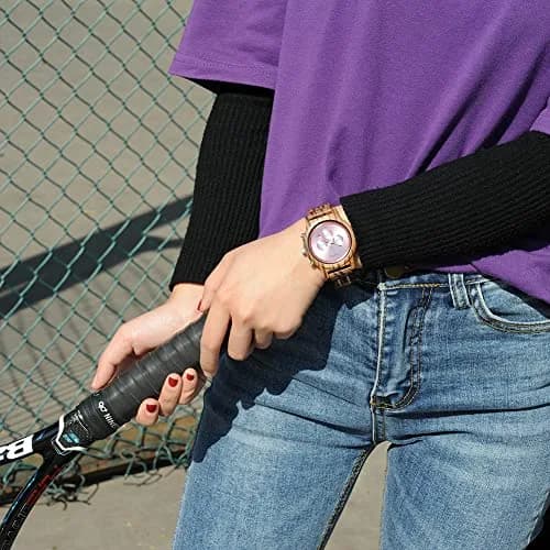 BOBO BIRD Women Wooden Watch Pink | Luxury Zebra Wood Casual & Business (40mm) thumbnail 9
