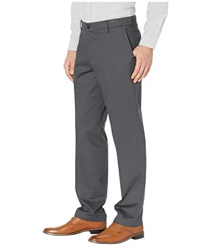 DOCKERS Men's Straight Fit Signature Lux Cotton Stretch Khaki Pant - Creased, Steelhead, 33W x 30L | Wrinkle-Free Business Casual thumbnail 2