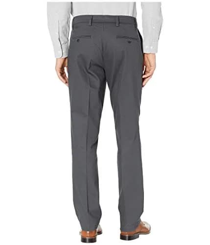 DOCKERS Men's Straight Fit Signature Lux Cotton Stretch Khaki Pant - Creased, Steelhead, 33W x 30L | Wrinkle-Free Business Casual thumbnail 3