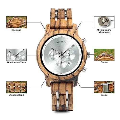 BOBO BIRD Women Wooden Watch Zebra-White | Luxury Wooden Casual & Business Style thumbnail 2