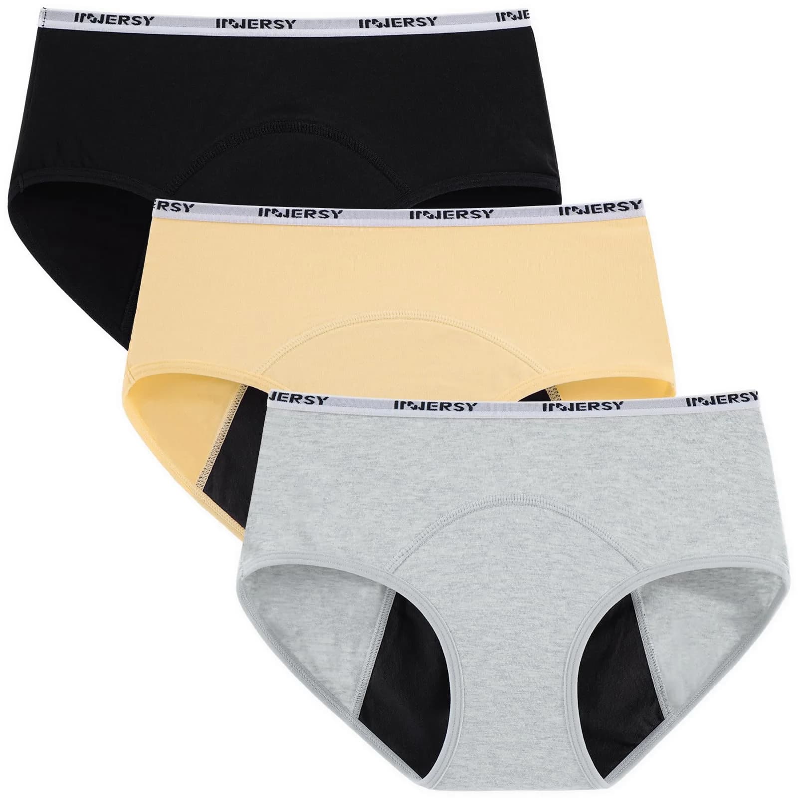 INNERSY Period Underwear for Teens Girls Cotton Leak-Proof Menstrual Panties 3-Pack (12-14 yrs) | Light Flow & Leakproof Confidence — Basics / 14-16 Years