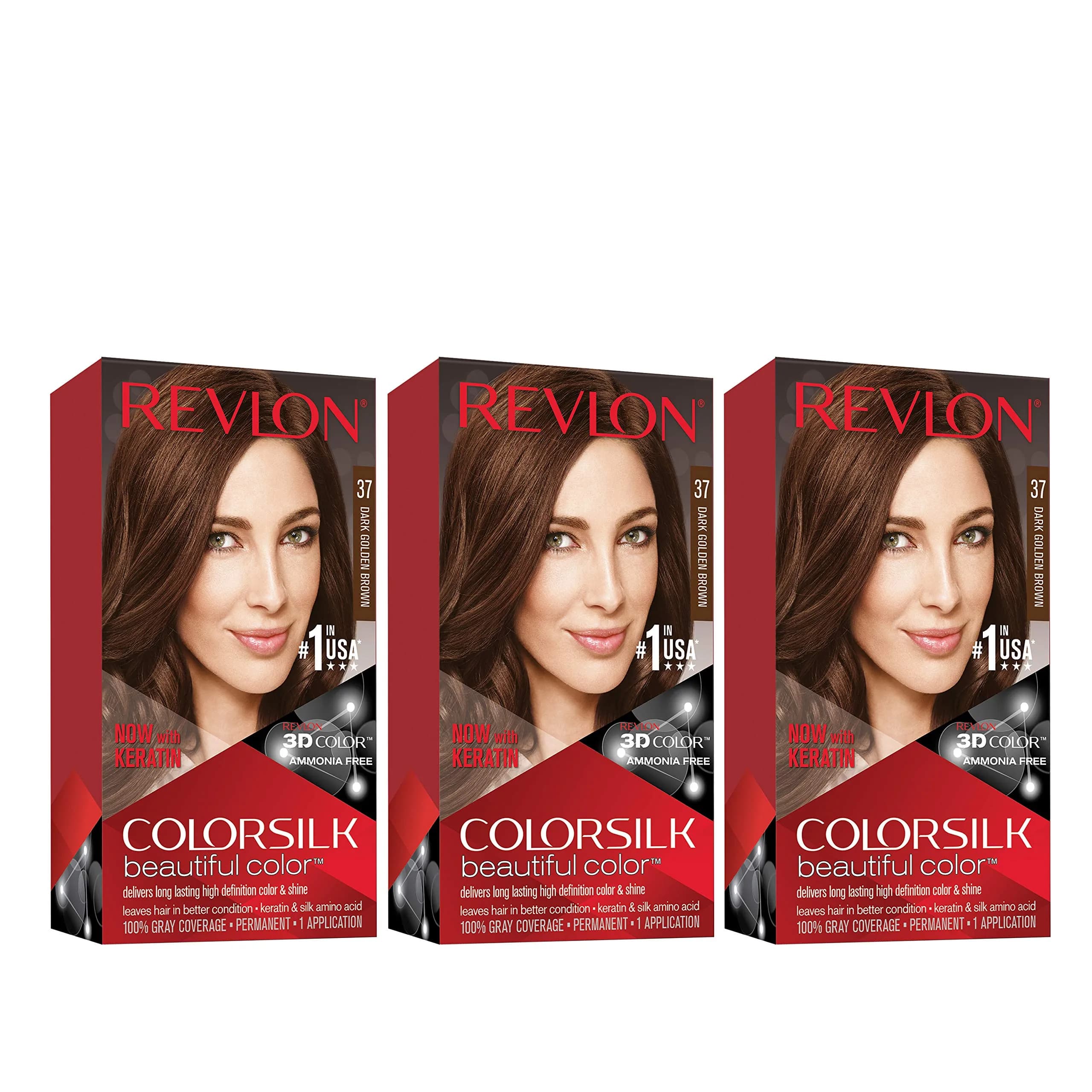 Revlon Colorsilk Permanent Hair Color 37 Dark Golden Brown 156 ml (4.4 Oz) | Ammonia-Free Gray Coverage