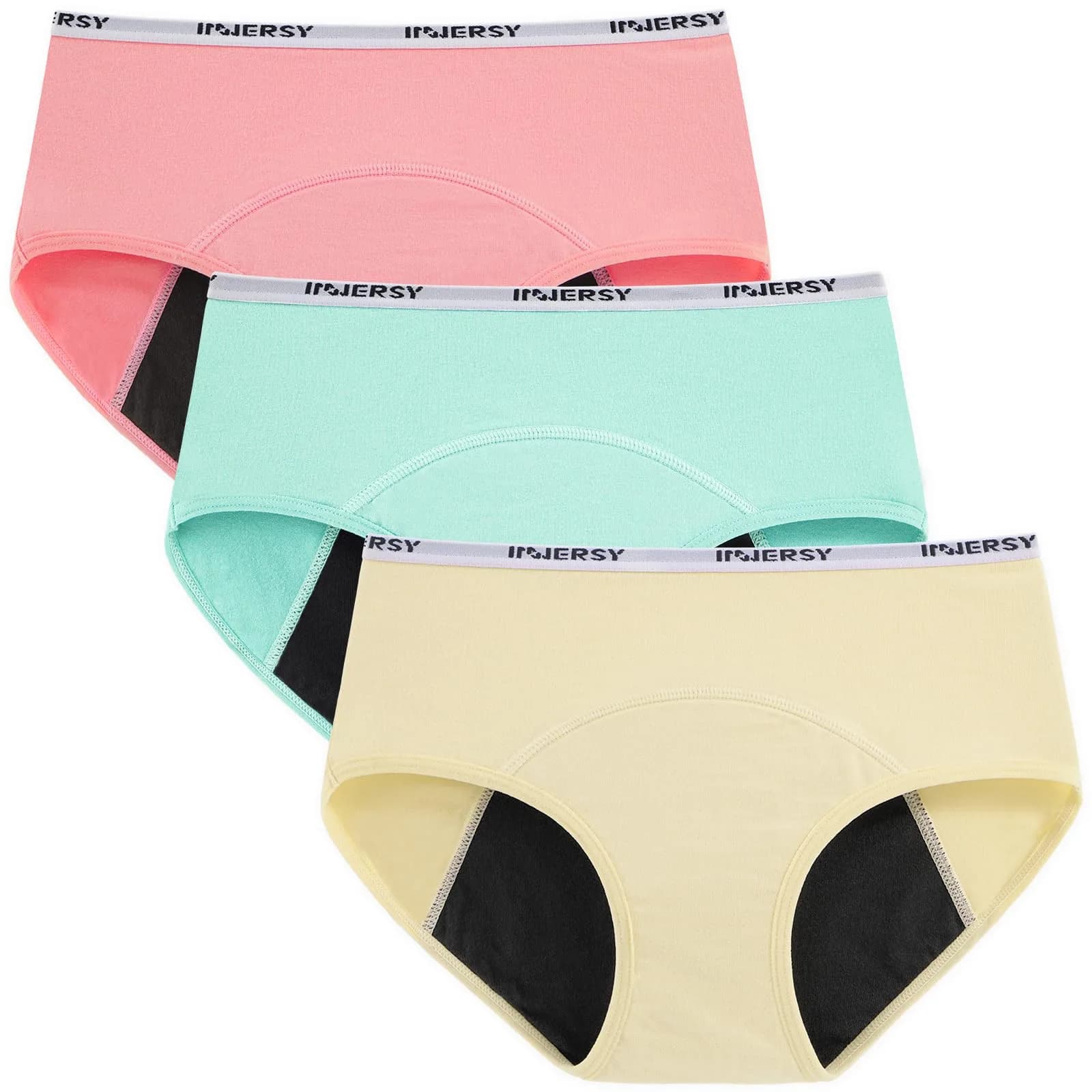 INNERSY Period Underwear for Teens Girls Cotton Leak-Proof Menstrual Panties 3-Pack (12-14 yrs) | Light Flow & Leakproof Confidence - main product image