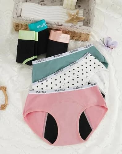 INNERSY Period Underwear for Teens Girls Cotton Leak-Proof Menstrual Panties 3-Pack (12-14 yrs) | Light Flow & Leakproof Confidence thumbnail 2