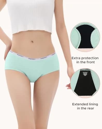 INNERSY Period Underwear for Teens Girls Cotton Leak-Proof Menstrual Panties 3-Pack (10-12 yrs) | Light Flow Leakproof Comfort thumbnail 3